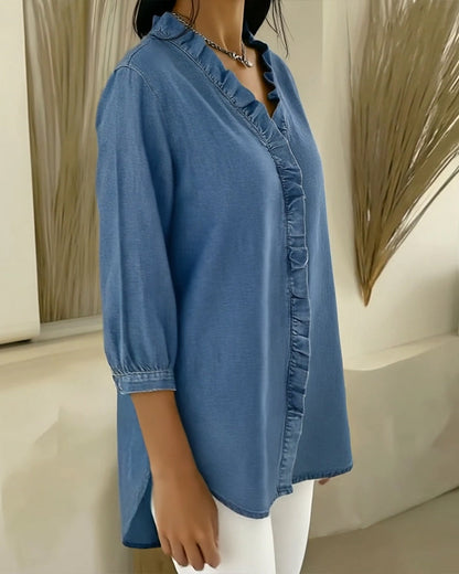 Elvaria | Elegante blusa con detalles de volantes