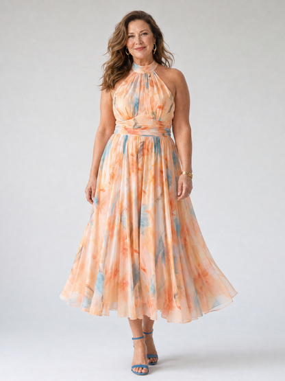 Elin | Vestido Midi Halter Suave y Ligero