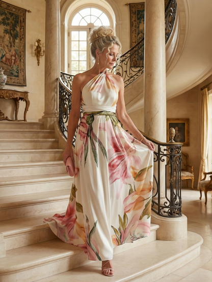Amiel | Vestido Maxi Ligero con Estampado Floral