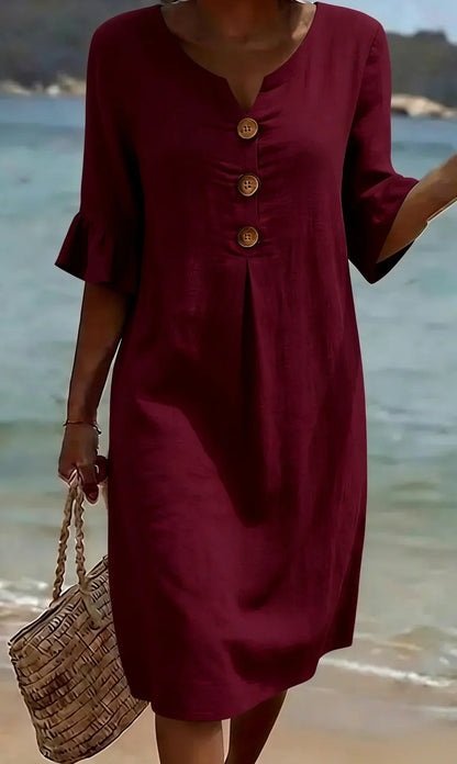 Dolores | Vestido de Verano con Escote en V y Botones