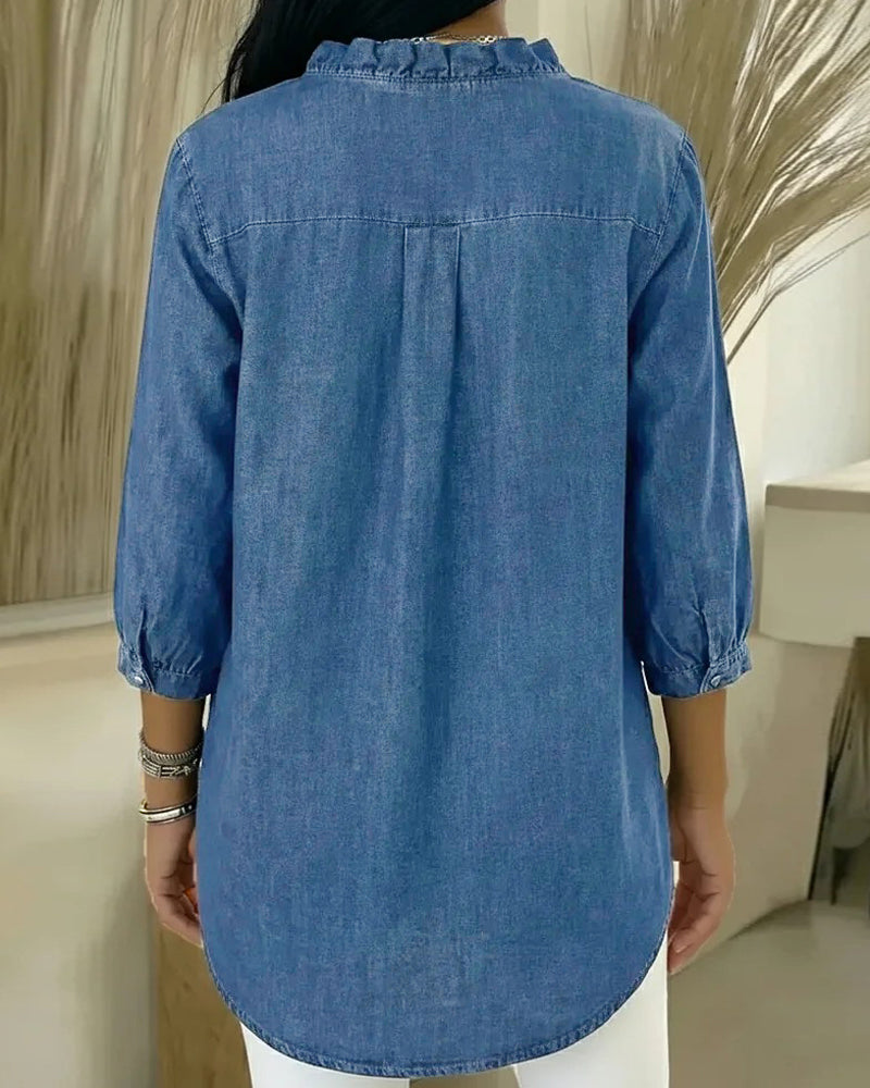 Elvaria | Elegante blusa con detalles de volantes