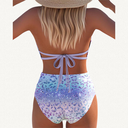Sirena | Bikini Halter con Estampado Leopardo Degradado