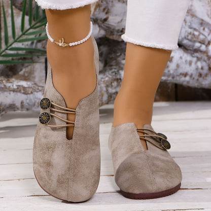 Dames Slip-On Ronde Neus Platte Schoenen - Lichtgewicht Casual & Stijlvolle Sneakers met Bovenwerk, Zachte Zool - Minimalistische Casual Kleding voor Reizen, Feesten (Het Hele Jaar), Dames Schoenen