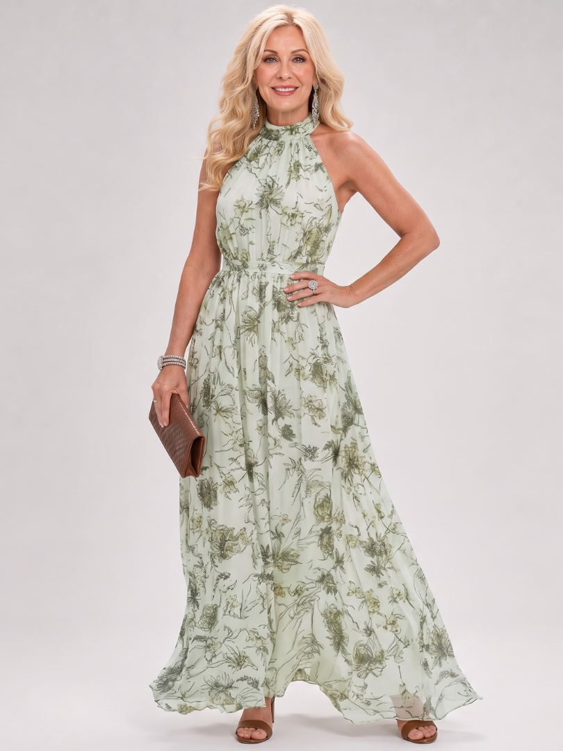Guinevere | Vestido Midi con Falda Fluida y Estampado Floral