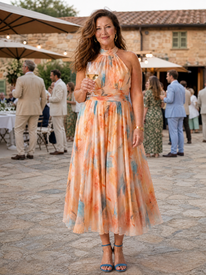 Elin | Vestido Midi Halter Suave y Ligero