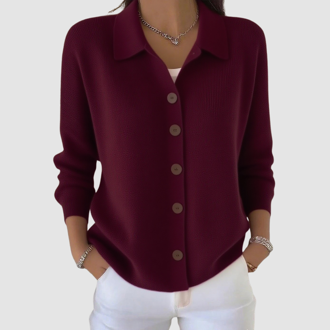 Rosalía | Rebeca de Punto con Cuello Camisero