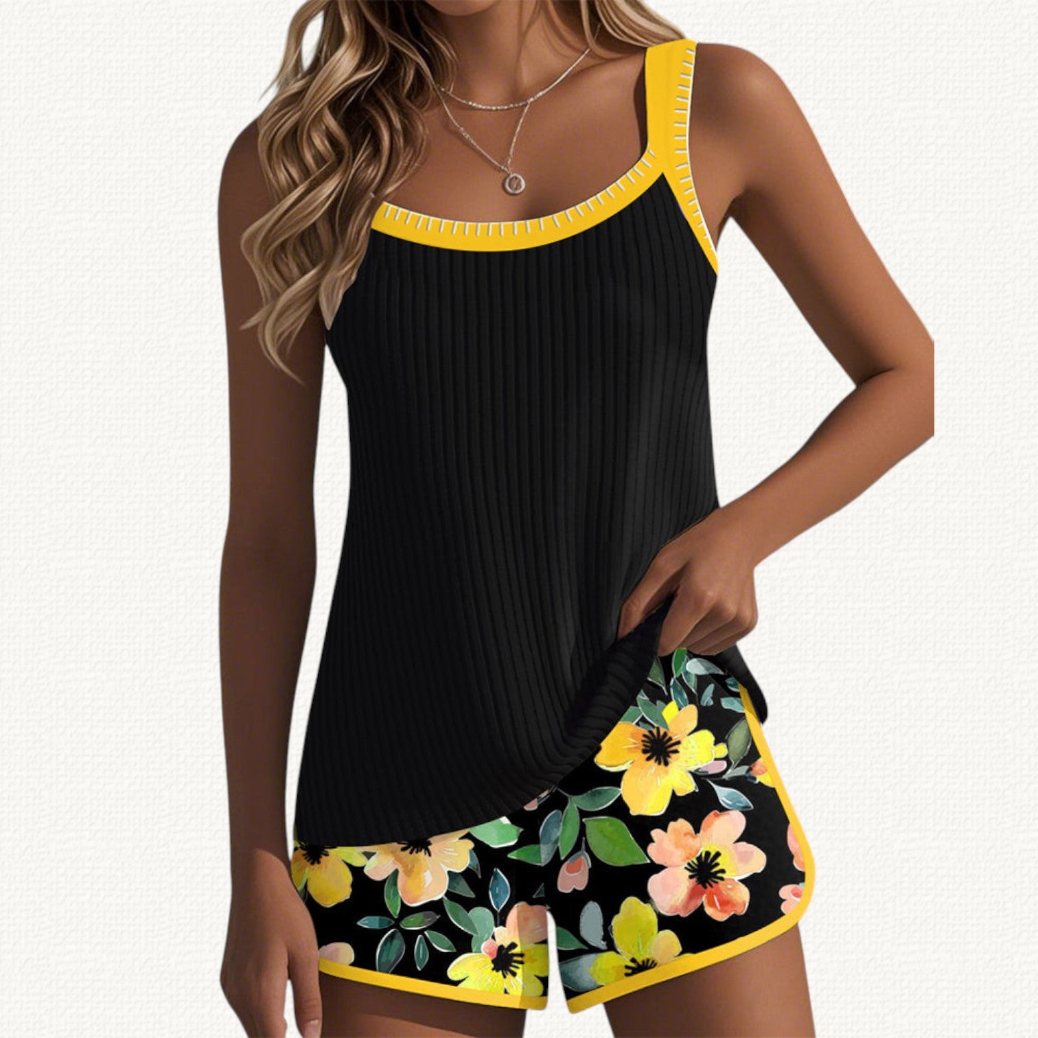 Marina | Tankini Fruncido con Volante y Short