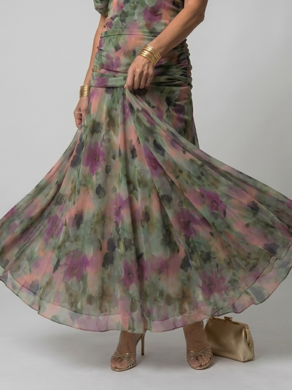 Calen | Vestido Midi Off-Shoulder Fluido