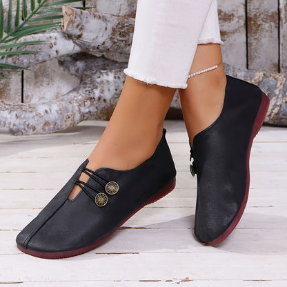 Dames Slip-On Ronde Neus Platte Schoenen - Lichtgewicht Casual & Stijlvolle Sneakers met Bovenwerk, Zachte Zool - Minimalistische Casual Kleding voor Reizen, Feesten (Het Hele Jaar), Dames Schoenen