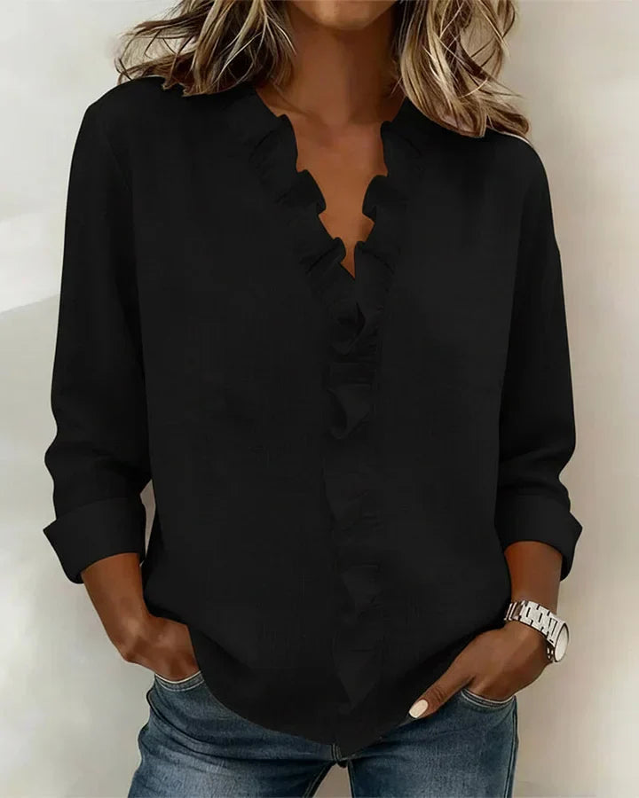 Indie | Blusa de mujer con volantes y cuello en V