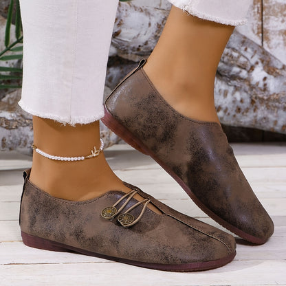 Dames Slip-On Ronde Neus Platte Schoenen - Lichtgewicht Casual & Stijlvolle Sneakers met Bovenwerk, Zachte Zool - Minimalistische Casual Kleding voor Reizen, Feesten (Het Hele Jaar), Dames Schoenen