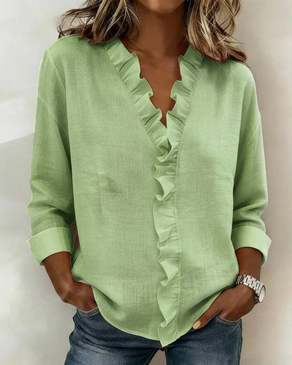Indie | Blusa de mujer con volantes y cuello en V