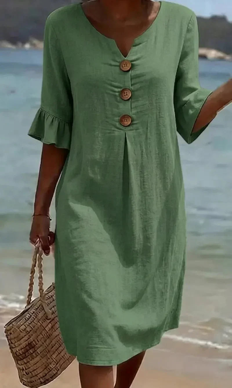 Dolores | Vestido de Verano con Escote en V y Botones