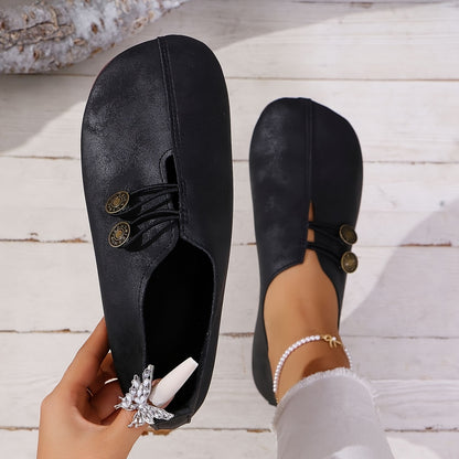 Dames Slip-On Ronde Neus Platte Schoenen - Lichtgewicht Casual & Stijlvolle Sneakers met Bovenwerk, Zachte Zool - Minimalistische Casual Kleding voor Reizen, Feesten (Het Hele Jaar), Dames Schoenen