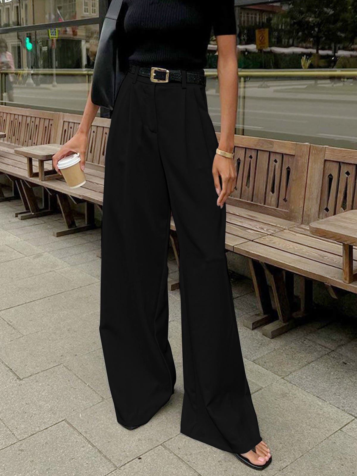 Clara – Elegante high-waist pantalon met wijde pijpen
