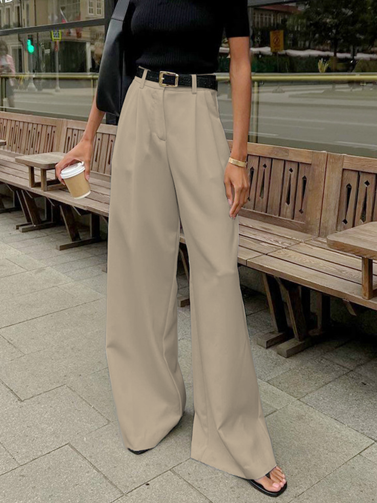 Clara – Elegante high-waist pantalon met wijde pijpen