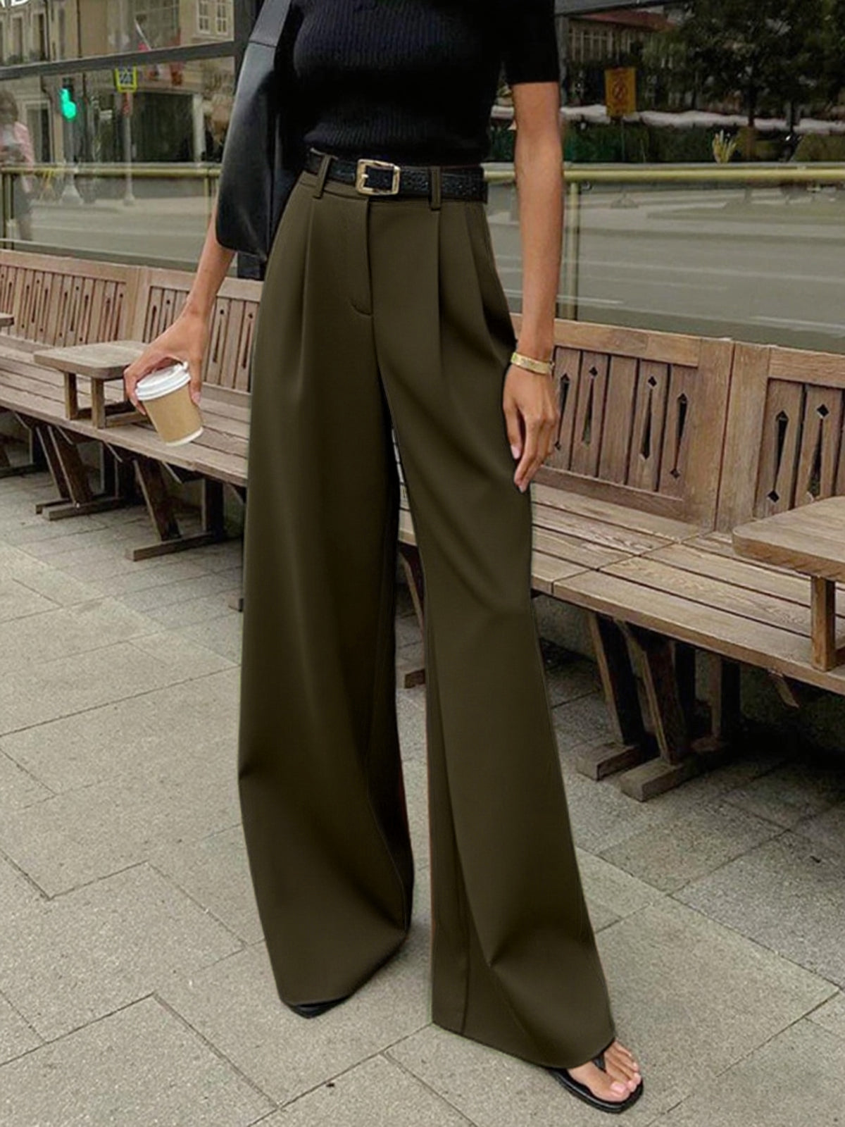 Clara – Elegante high-waist pantalon met wijde pijpen