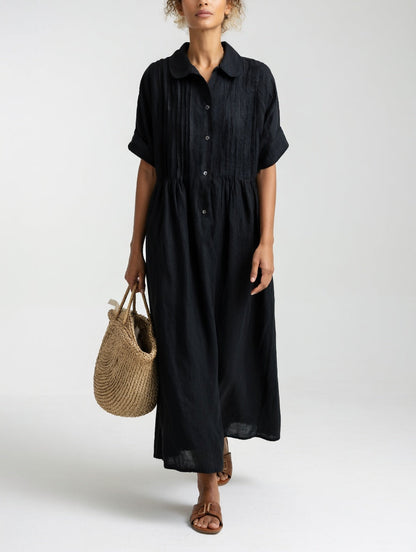 Clara | Vestido Midi de Algodón 100% con Plisado