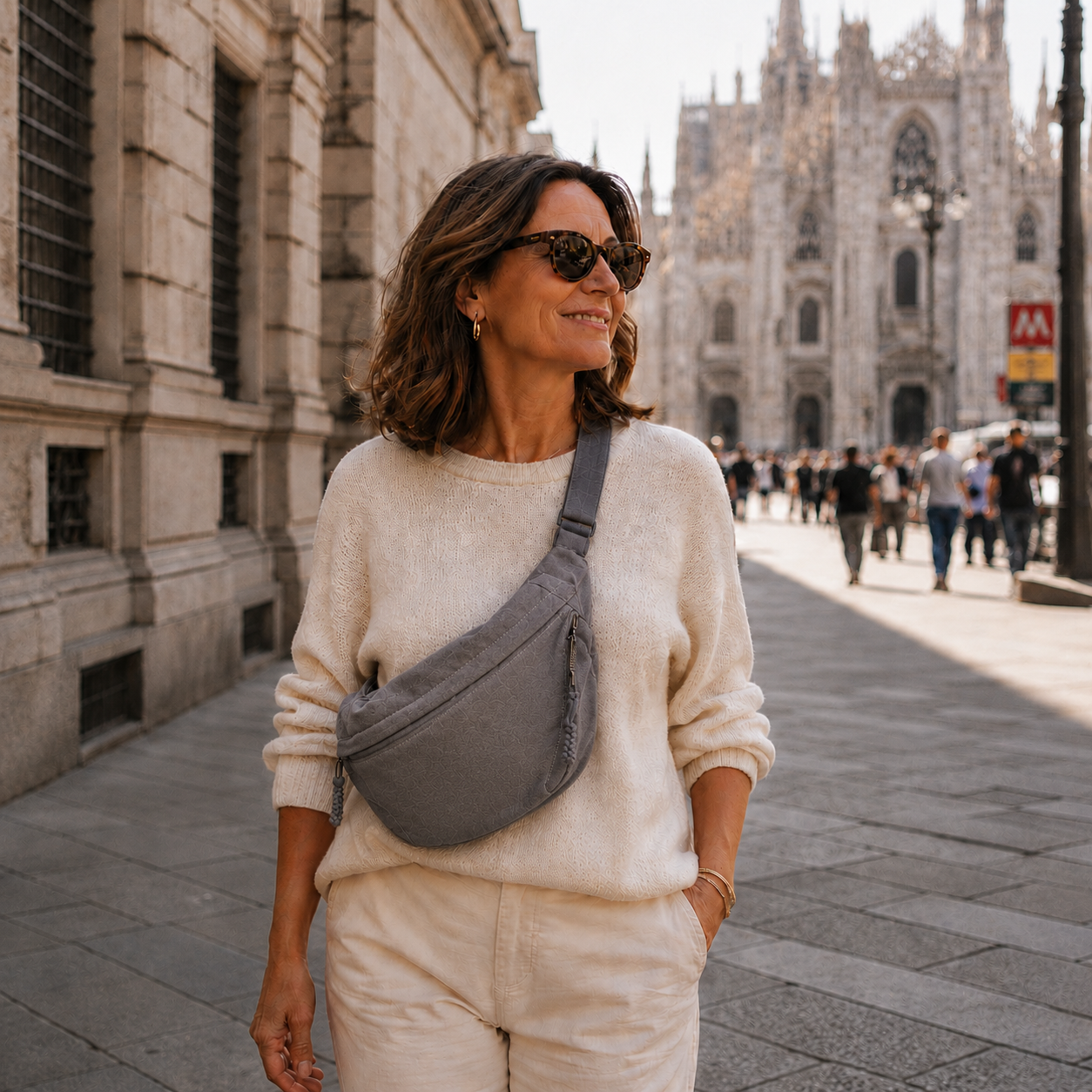 Chiara | Bolso Bandolera Acolchado Gris
