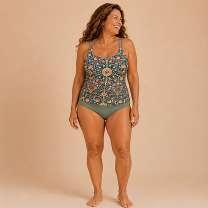 Alhambra | Tankini Estampado Mosaico con Braga Lisa