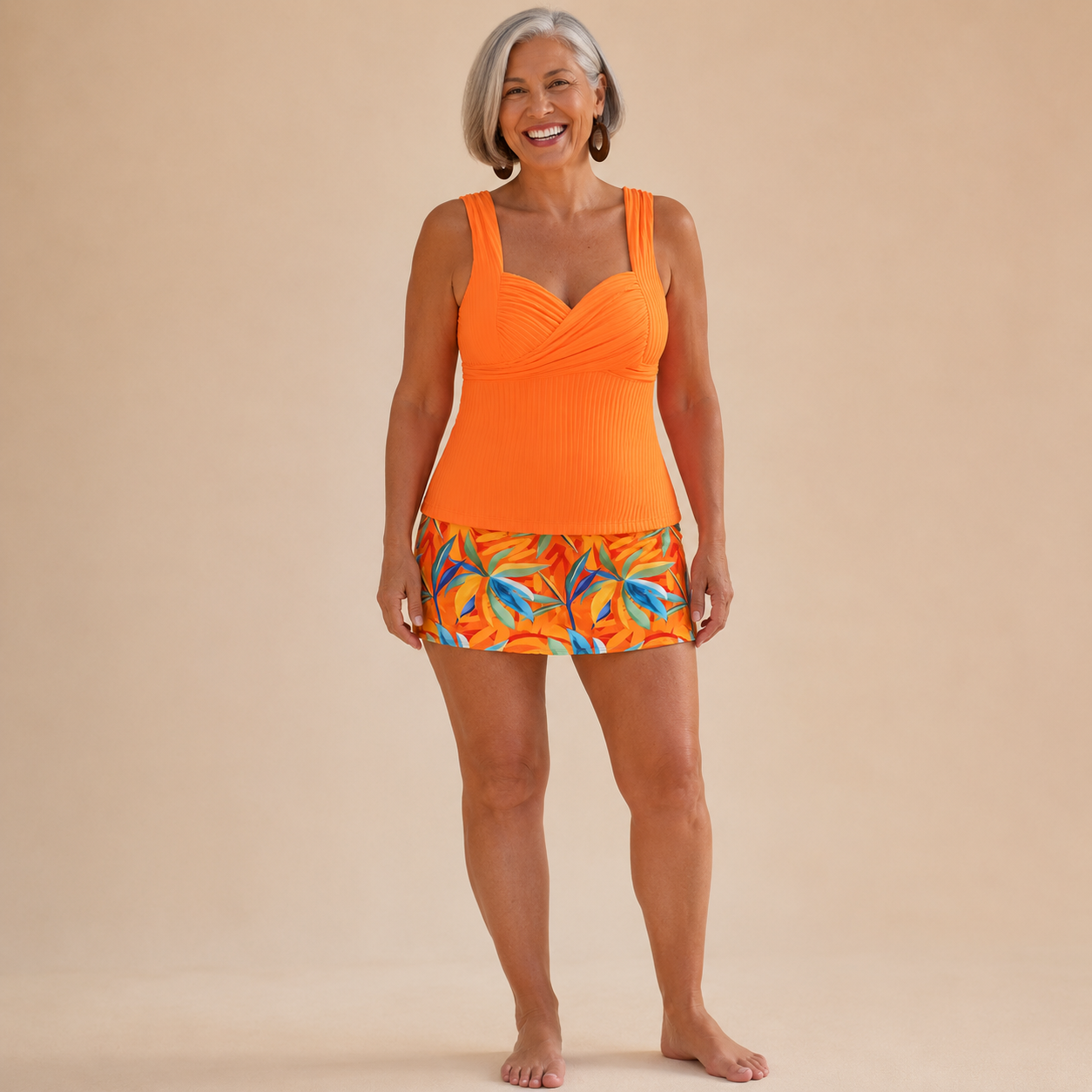 Llama | Tankini Cruzado con Falda Tropical