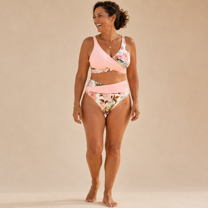Hibisco | Bikini Cruzado Floral con Braga Alta