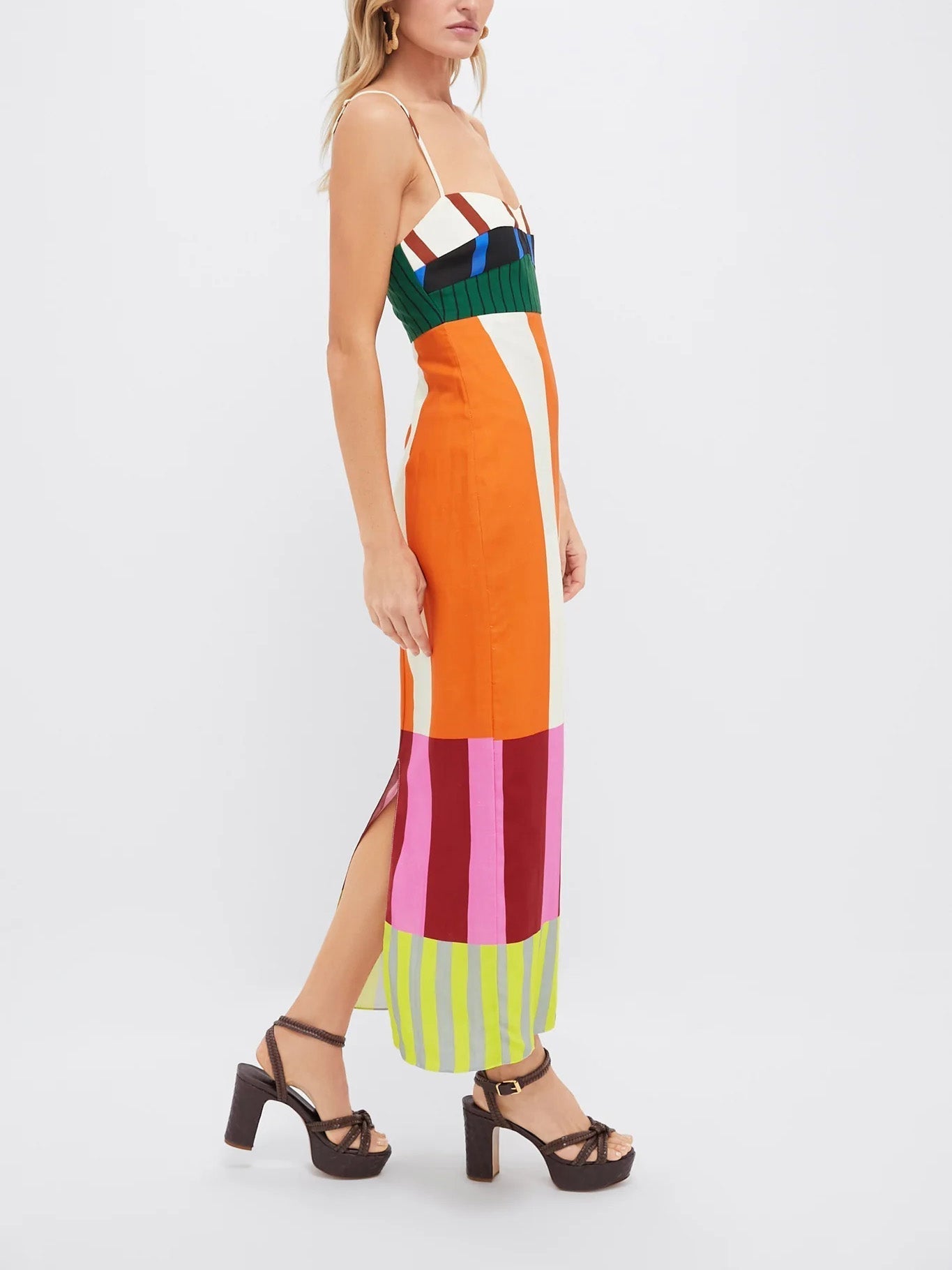 Paloma | Vestido Maxi de Tirantes con Rayas de Colores