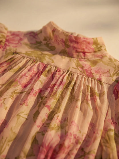 Rosario | Vestido Maxi Floral con Cuello Alto