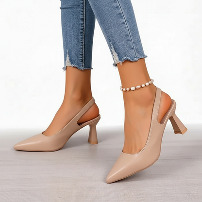 Nadia | Salón Slingback de Tacón Escultural con Puntera Fina en Nude