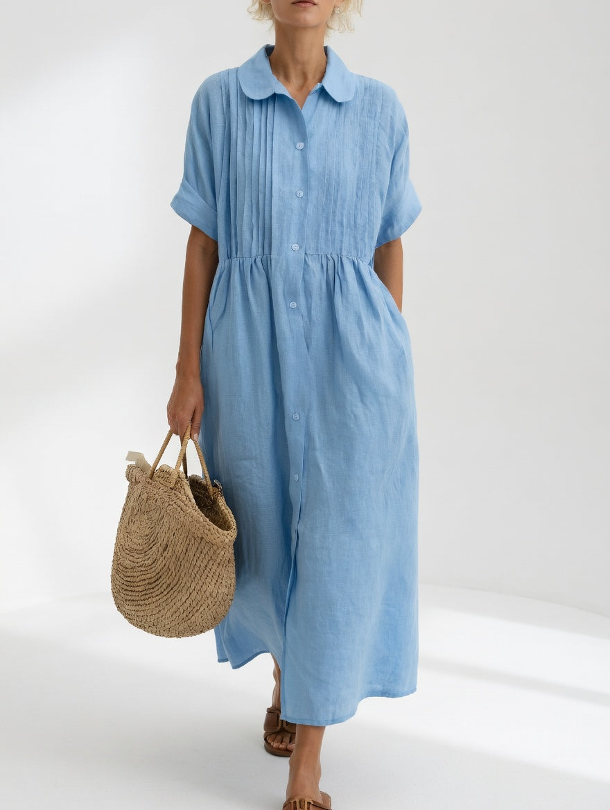 Clara | Vestido Midi de Algodón 100% con Plisado