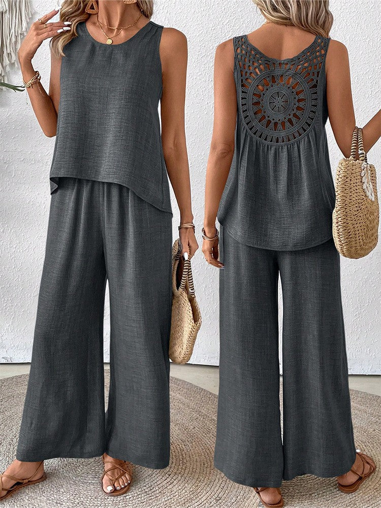 Verbena | Conjunto de Top y Pantalón de Pierna Ancha