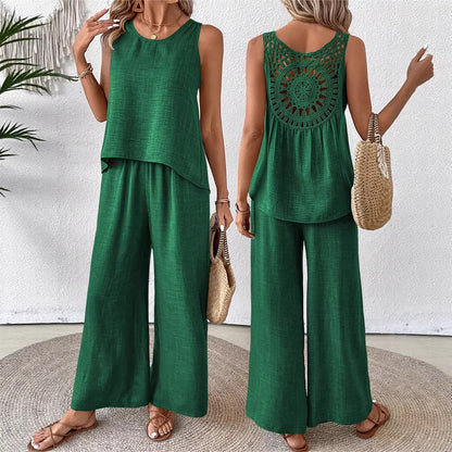 Verbena | Conjunto de Top y Pantalón de Pierna Ancha