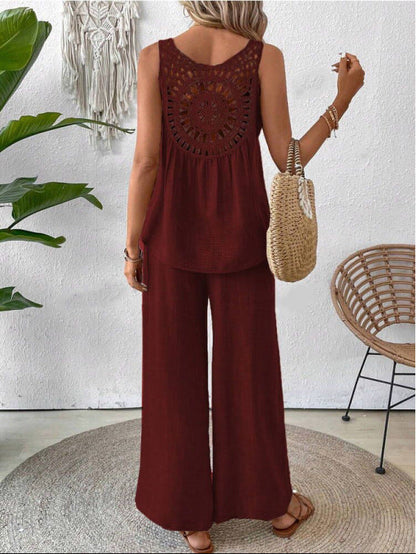 Verbena | Conjunto de Top y Pantalón de Pierna Ancha