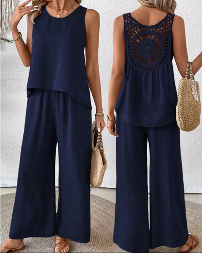Verbena | Conjunto de Top y Pantalón de Pierna Ancha