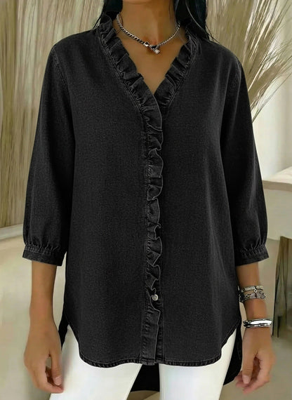 Elvaria | Elegante blusa con detalles de volantes