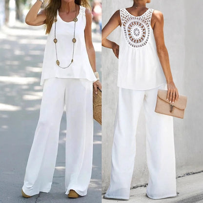 Verbena | Conjunto de Top y Pantalón de Pierna Ancha