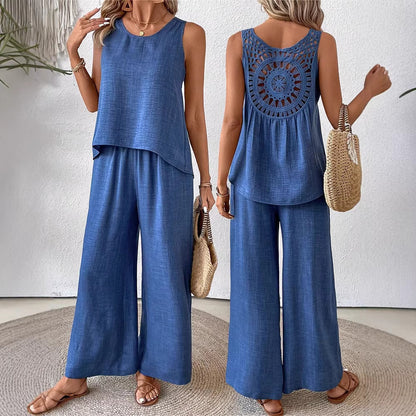 Verbena | Conjunto de Top y Pantalón de Pierna Ancha