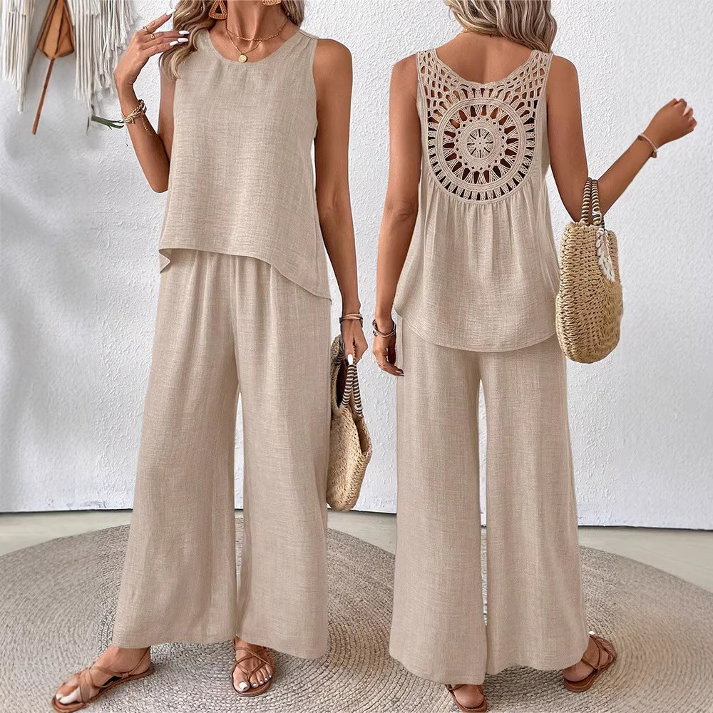 Verbena | Conjunto de Top y Pantalón de Pierna Ancha
