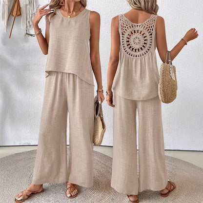 Verbena | Conjunto de Top y Pantalón de Pierna Ancha