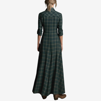Amelia | Vestido Maxi de Cuadros con Botones