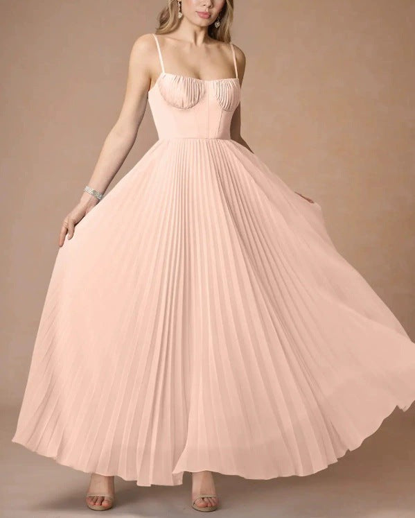 Avondjurk Nieuwe jurk Sexy strapless rugloos lange jurk Mouwloos Diep V Slim-fit bruidsmeisjesjurk voor vrouwen