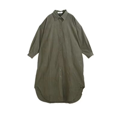 25 Shirts voor vrouwen Lente &amp; Herfst Katoen en linnen Modieuze Koreaanse stijl Pure kleur Veelzijdige tops van middellange lengte Losse shirts met lange mouwen Grote maten tops