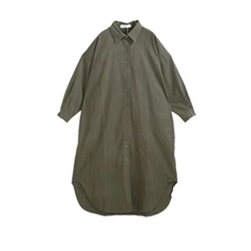 25 Shirts voor vrouwen Lente &amp; Herfst Katoen en linnen Modieuze Koreaanse stijl Pure kleur Veelzijdige tops van middellange lengte Losse shirts met lange mouwen Grote maten tops