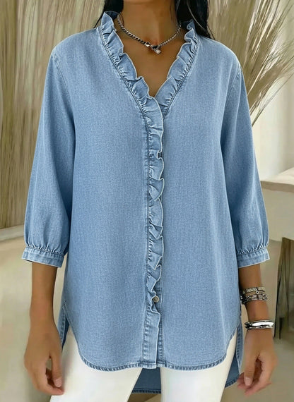 Elvaria | Elegante blusa con detalles de volantes