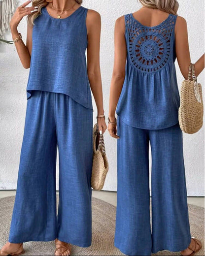 Verbena | Conjunto de Top y Pantalón de Pierna Ancha