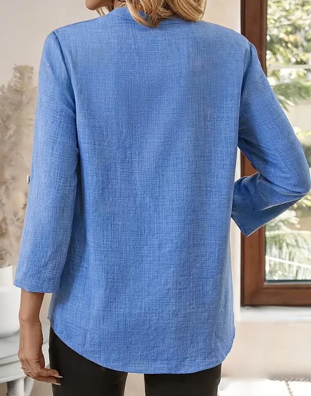Léa | Blusa de algodón y lino con escote en V