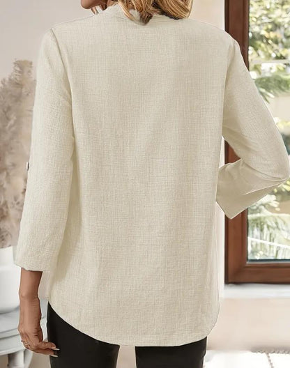 Léa | Blusa de algodón y lino con escote en V