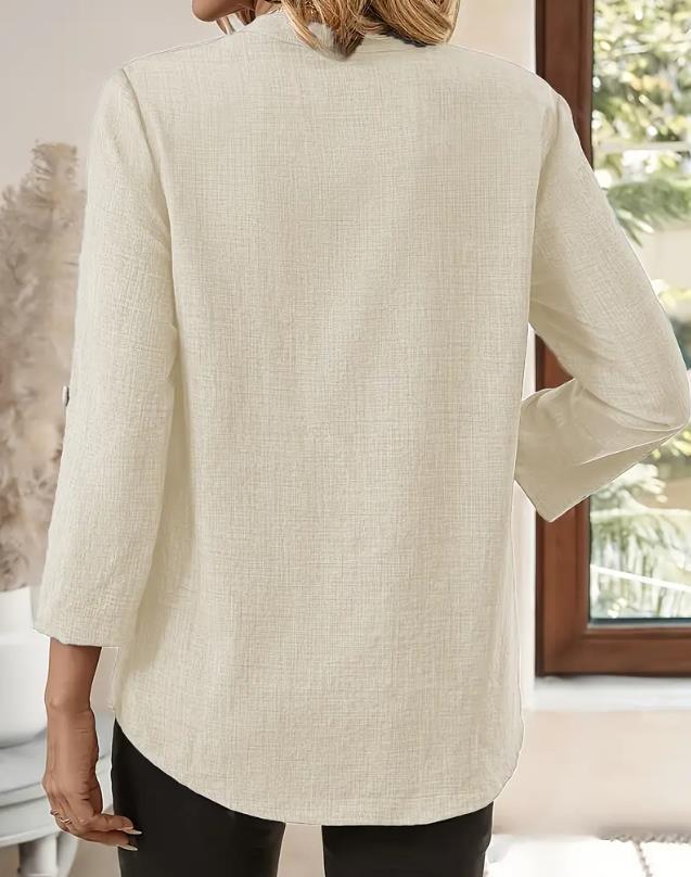 Léa | Blusa de algodón y lino con escote en V