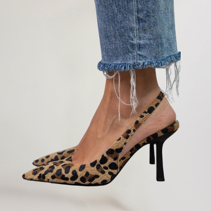 Felina | Salón Slingback de Tacón Fino con Estampado Leopardo