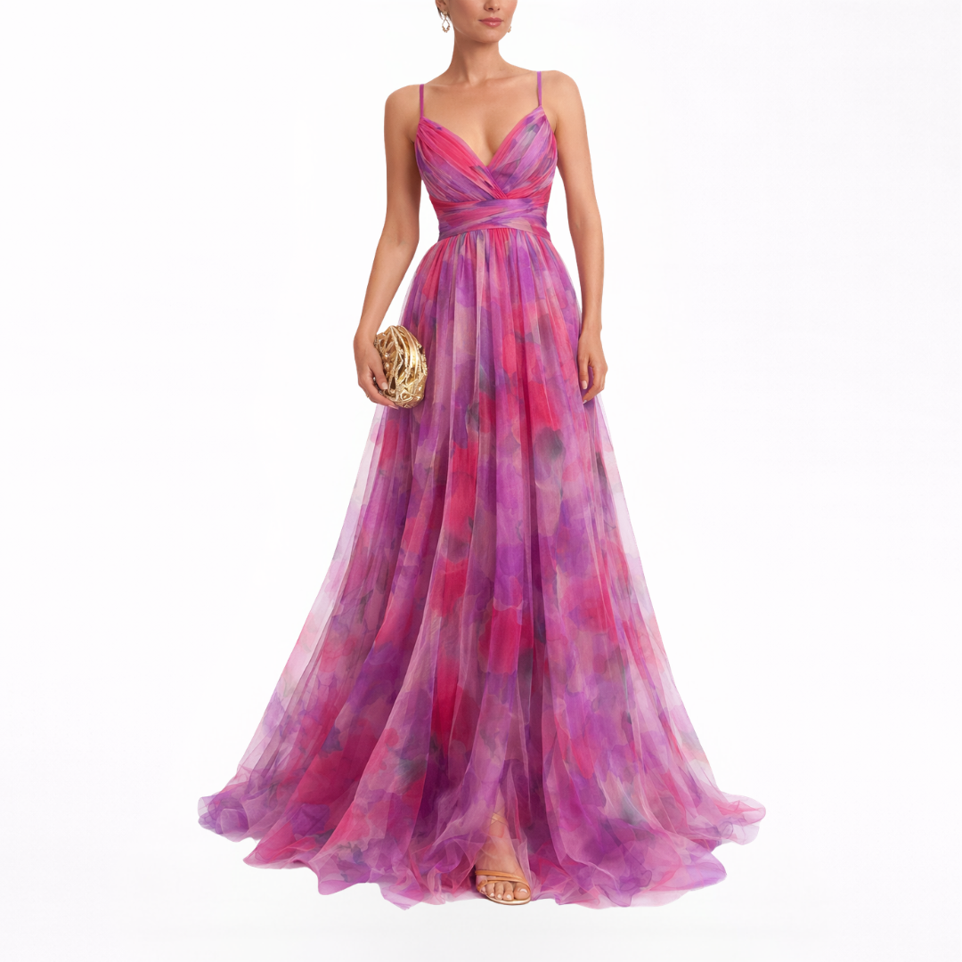 Giselle | Vestido Maxi Floral en Chifón con Tirantes